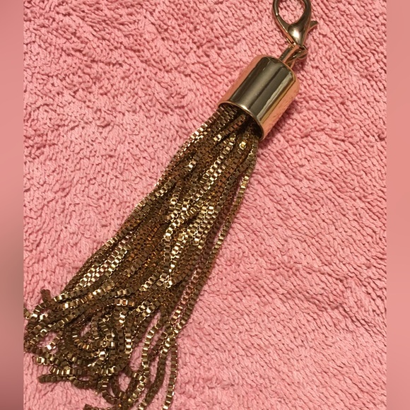 TASSEL GOLD TONE METAL CHAIN CHARMS KEY FOB UNBRANDED - Picture 7 of 9